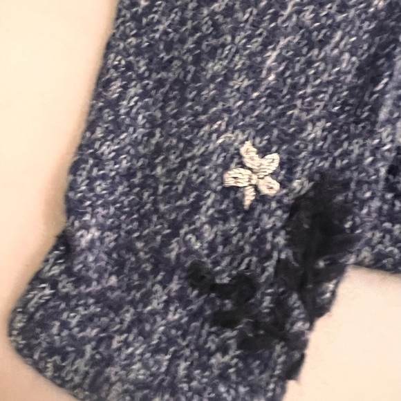 All Points Women’s Blue Knit Embellished Floral Button Front Cardigan   Size M. - Picture 5 of 8